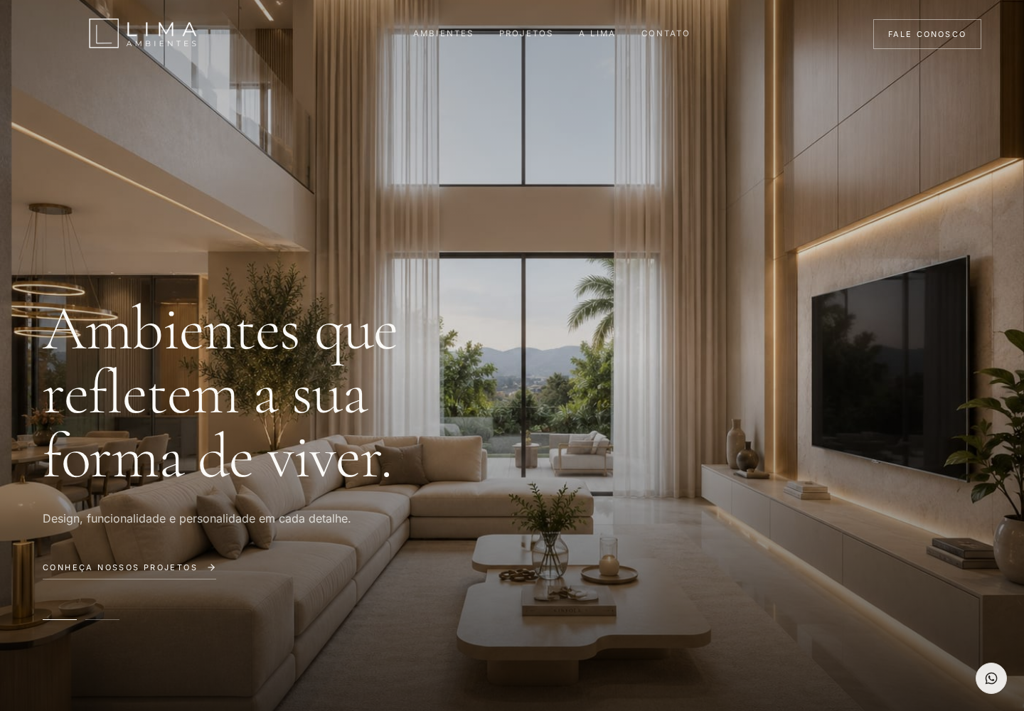 Site Lima Ambientes em composição de projetos desenvolvidos pela Force