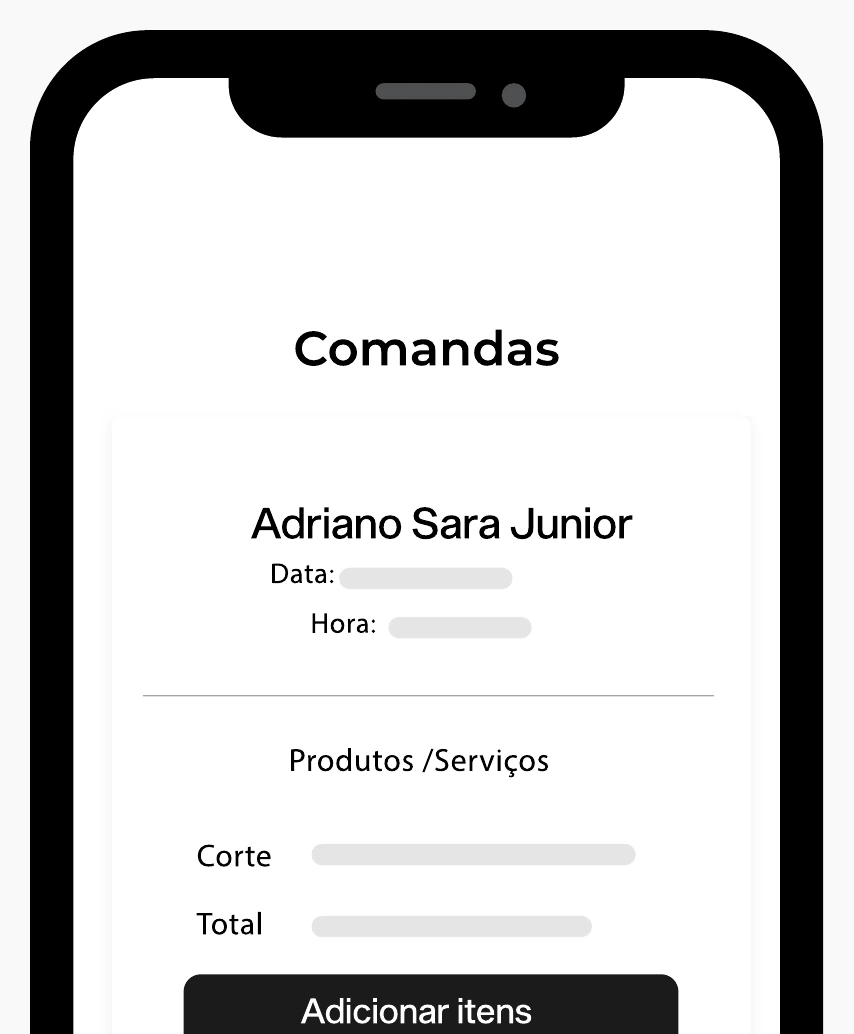 Comanda virtual do Force Agenda para produtos e serviços do atendimento.