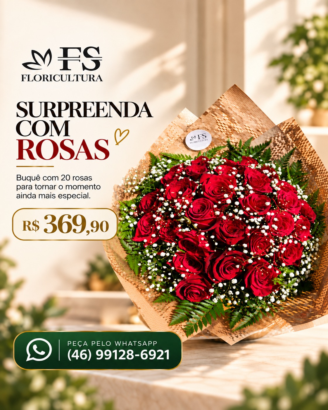 Criativo comercial da FS Floricultura