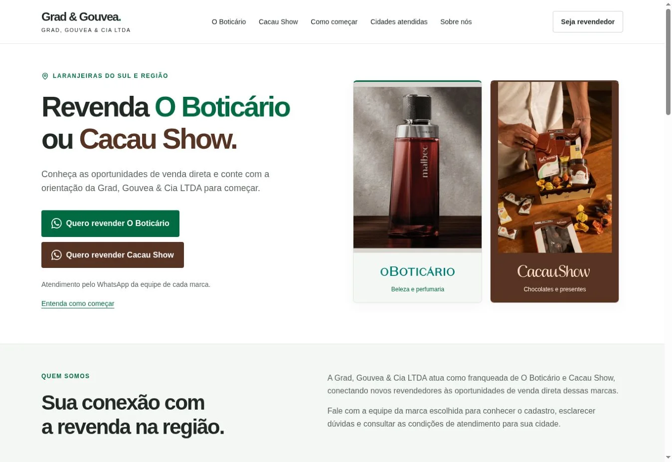 Página inicial da Grad, Gouvea & Cia desenvolvida pela Force