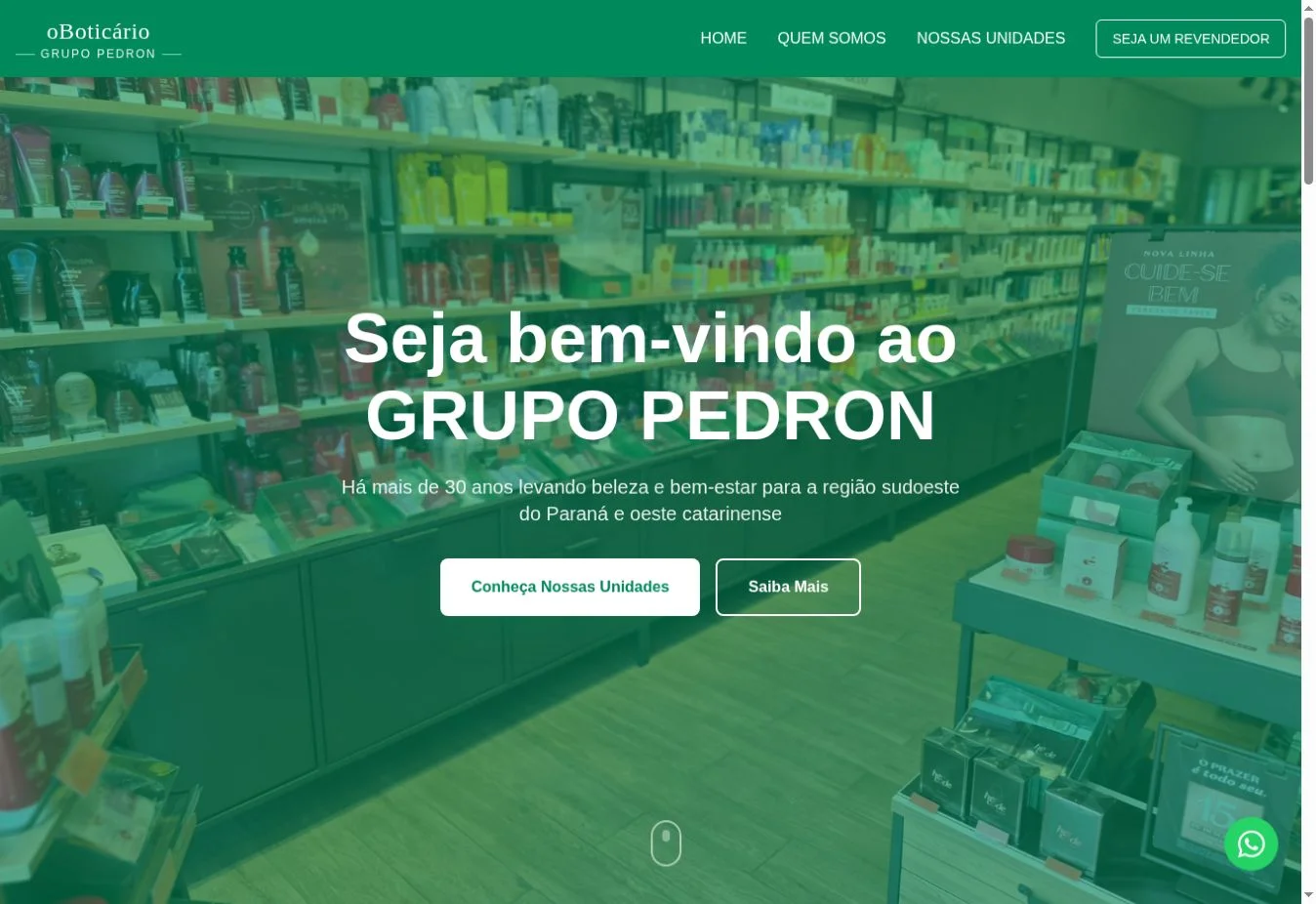 Página inicial do Grupo Pedron desenvolvida pela Force